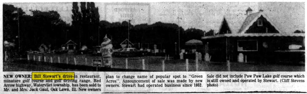 Bill Stewarts Drive-In Restaurant - Aug 13 1976 Article (newer photo)